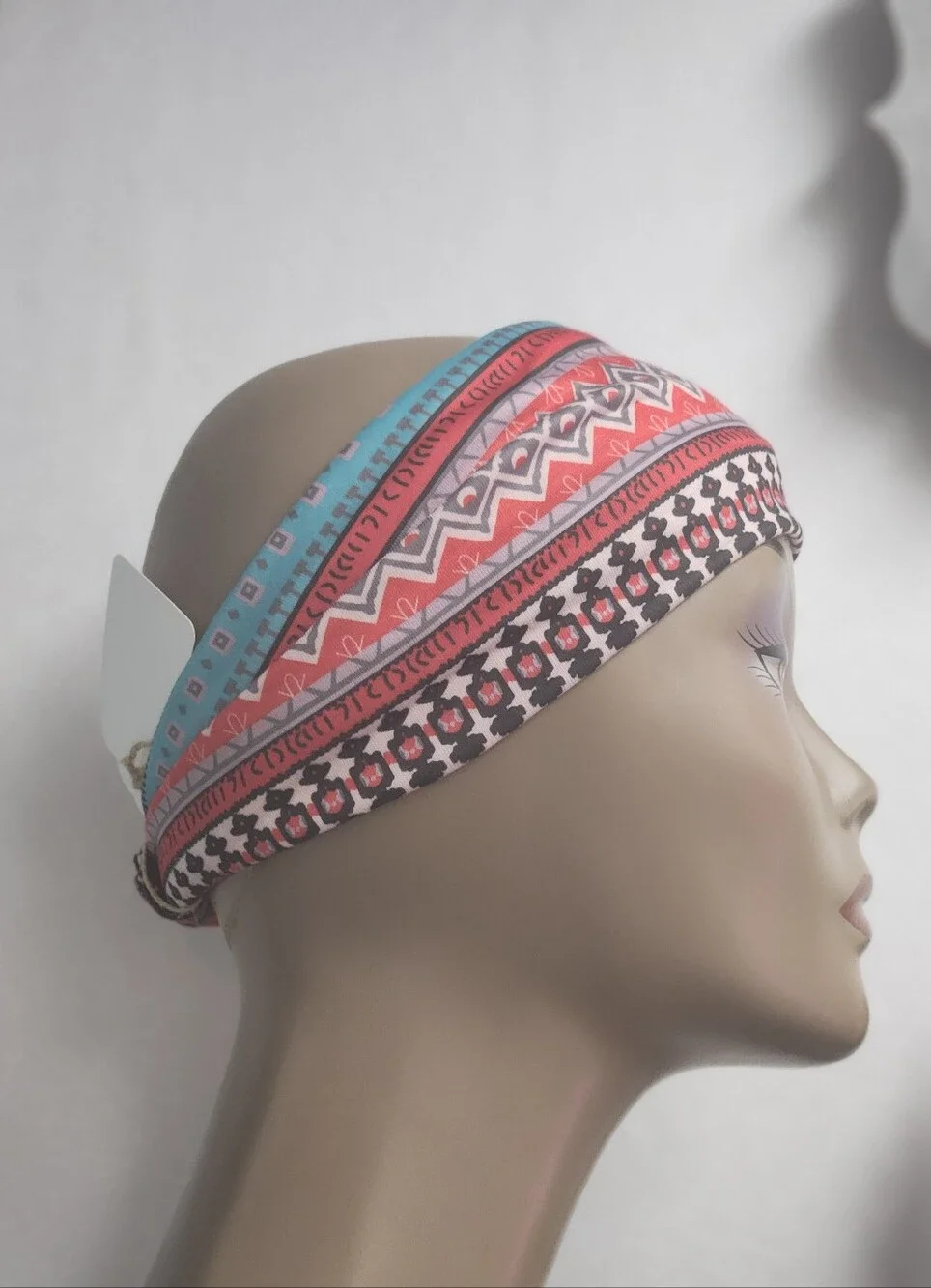 Women's Patterned Stretch Headband - Coral & Teal